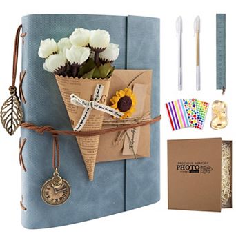 Scrapbook Photo Album 100 Pages Self-Adhesive Leather DIY Memory Book for Wedding Family Travel