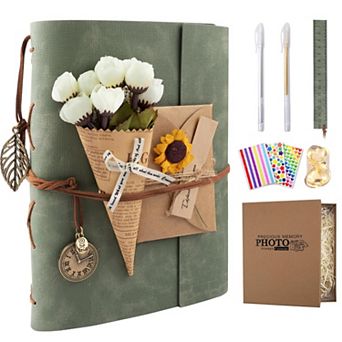 Scrapbook Photo Album 100 Pages Self-Adhesive Leather DIY Memory Book for Wedding Family Travel