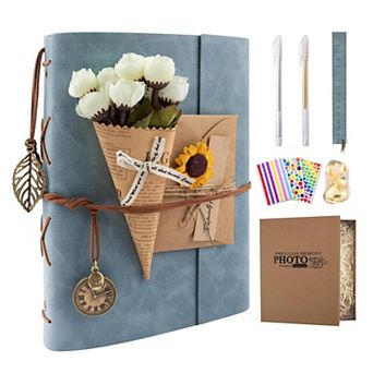 Scrapbook Photo Album 100 Pages Leather Self-Adhesive DIY Memory Book for 2x3 3x5 4x6 5x7 Photos