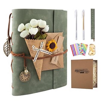 Scrapbook Photo Album 100 Pages Leather Self-Adhesive DIY Memory Book for 2x3 3x5 4x6 5x7 Photos