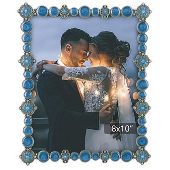 Vintage Rhinestone Photo Frame Antique Zinc Alloy Glass Tabletop Display Gift Women Horizontal