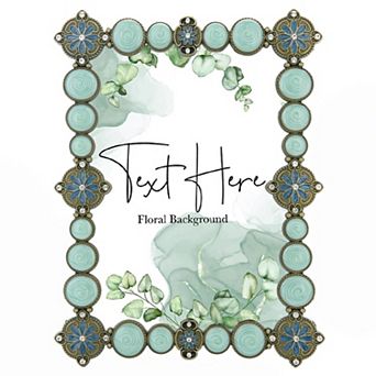 Vintage Rhinestone Photo Frame Antique Zinc Alloy Glass Tabletop Display Gift Women Horizontal