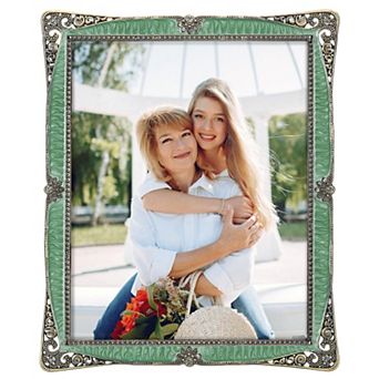 Vintage Rhinestone Photo Frame Antique Zinc Alloy Glass Tabletop Display Gift Women Horizontal