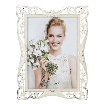 Vintage Rhinestone Photo Frame Antique Zinc Alloy Glass Tabletop Display Gift Women Horizontal