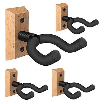 Guitar Wall Mount 4 Pack Hardwood Hanger Rotatable Soft Hook U-shaped Holder Acoustic Electric Bass