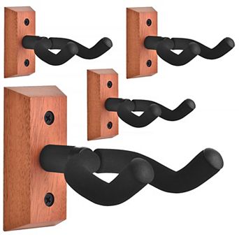 Guitar Wall Mount 4 Pack Hardwood Hanger Rotatable Soft Hook U-shaped Holder Acoustic Electric Bass