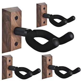Guitar Wall Mount 4 Pack Hardwood Hanger Rotatable Soft Hook U-shaped Holder Acoustic Electric Bass