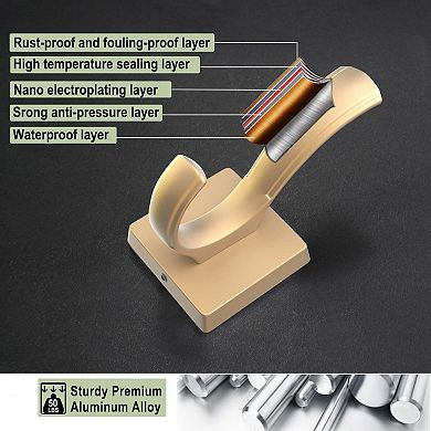 Heavy Duty Aluminum Double Coat Hooks Wall Mount Towel Robe Hook for Bathroom Entryway Mudroom