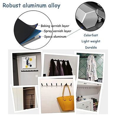 Wall Mounted Coat Rack Towel Holder Modern Black Space Aluminum Entryway Bathroom