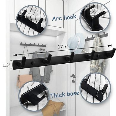 Wall Mounted Coat Rack Towel Holder Modern Black Space Aluminum Entryway Bathroom