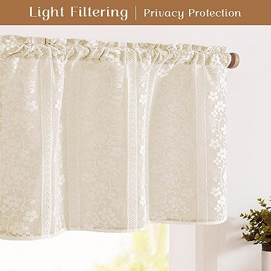 Linen Valances for Windows Double Layer Lace Kitchen Curtains Rod Pocket 1 Panel