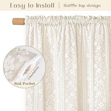 Linen Valances for Windows Double Layer Lace Kitchen Curtains Rod Pocket 1 Panel