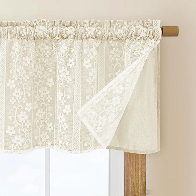 Linen Valances for Windows Double Layer Lace Kitchen Curtains Rod Pocket 1 Panel