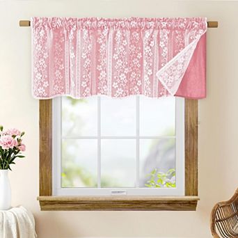 Linen Valances for Windows Double Layer Lace Kitchen Curtains Rod Pocket 1 Panel