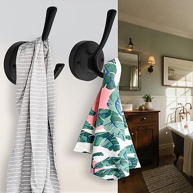 Towel Hooks Heavy Duty Zinc Alloy Double Wall Mounted Coat Robe Hook for Bathroom Kitchen