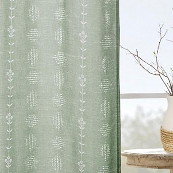 Linen Semi Sheer Curtains Length Striped Boho Farmhouse 2 Panel Set for Living Room Bedroom