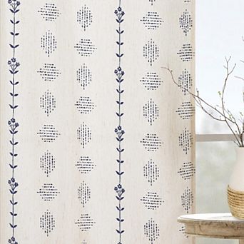 Linen Semi Sheer Curtains Length Striped Boho Farmhouse 2 Panel Set for Living Room Bedroom