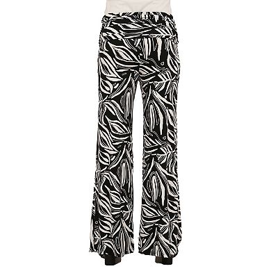 Women's 24Seven Comfort Apparel Fold Over Waist Wide Leg Pants