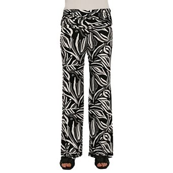 Women's 24Seven Comfort Apparel Fold Over Waist Wide Leg Pants