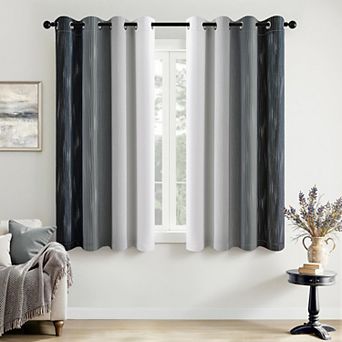 Ombre Blackout Curtains Thermal Grommet Window Drapes Bedroom Living Room Set 2