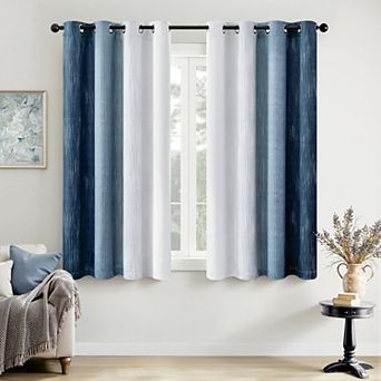 Ombre Blackout Curtains Thermal Grommet Window Drapes Bedroom Living Room Set 2
