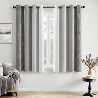 Ombre Blackout Curtains Thermal Grommet Window Drapes Bedroom Living Room Set 2