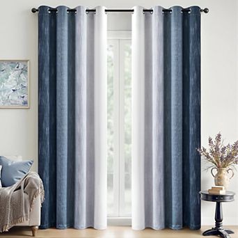 Ombre Blackout Curtains Thermal Grommet Window Drapes Bedroom Living Room Set 2
