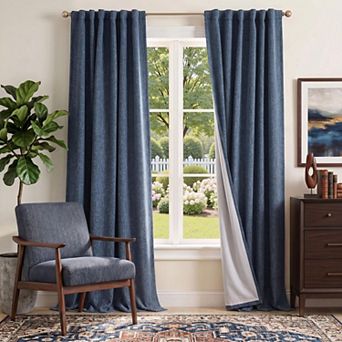 Burlap Blackout Curtains Long Lined Linen Textured 2 Panels Farmhouse Country Window Drapes