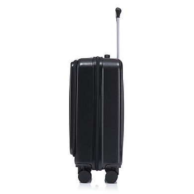 Pnronnc 2-Piece ABS Hardside Luggage Set with Front Opening Carry-On and Cosmetic Case