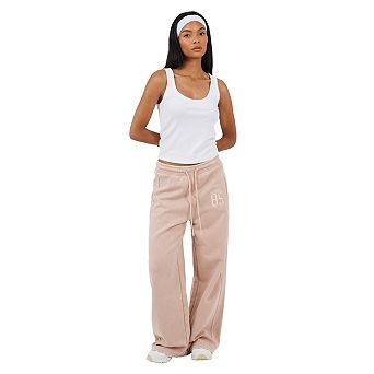 Brave Soul Womens/Ladies Acid Wash Embroidered Wide Leg Joggers