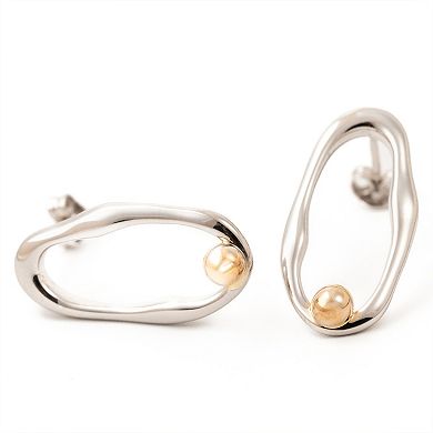 Belinda Jewelz Two-Tone Molten Dangle Stud Earrings