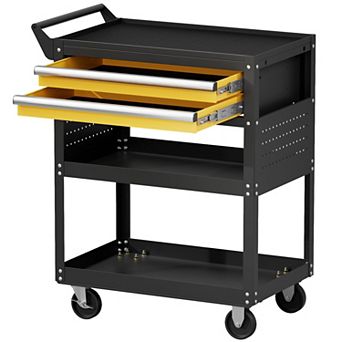 5 tier Heavy-Duty Rolling Tool Cart with 2 Lockable Drawers, Pegboard & Locking Wheels, 400 lb