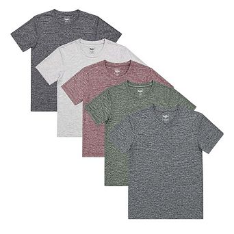5-Pack Youth Boy T Shirts Short Sleeve Moisture Wicking Performance Tees Everyday Wear Gym