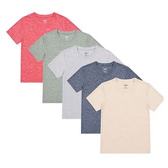 5-Pack Youth Boy T Shirts Short Sleeve Moisture Wicking Performance Tees Everyday Wear Gym