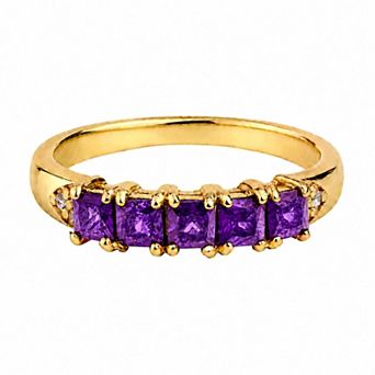 Belinda Jewelz 18k Gold Plated Vermeil Princess-Cut Birthstone Ring