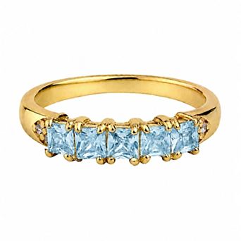 Belinda Jewelz 18k Gold Plated Vermeil Princess-Cut Birthstone Ring