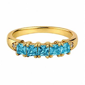 Belinda Jewelz 18k Gold Plated Vermeil Princess-Cut Birthstone Ring