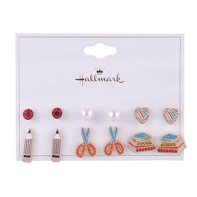 Hallmark School Theme 6 Pack Stud Earring Set