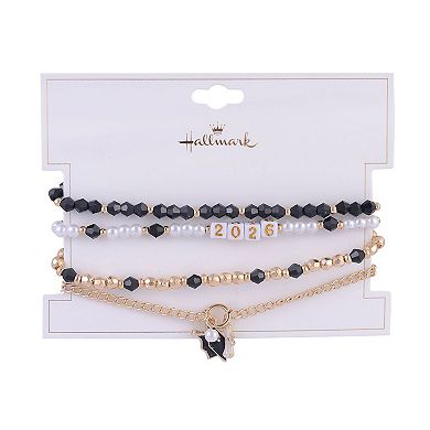 Hallmark 4pc Black & Gold Graduation Bracelet Set