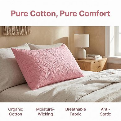 Pillow Protectors with Envelope Standard Size 2 Pcs, Breathable Cotton Throw Pillow Covers