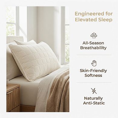Pillow Protectors with Envelope Standard Size 2 Pack, Quilted Cotton Throw Pillow Covers for Home