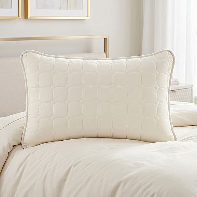 Pillow Protectors with Envelope Standard Size 2 Pack, Quilted Cotton Throw Pillow Covers for Home