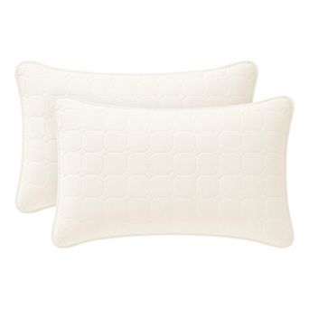 Pillow Protectors with Envelope Standard Size 2 Pack, Quilted Cotton Throw Pillow Covers for Home