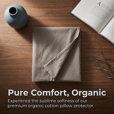 Pillow Protectors with Zipper Standard Size 2 Pack, Breathable Cotton Throw Pillow Covers