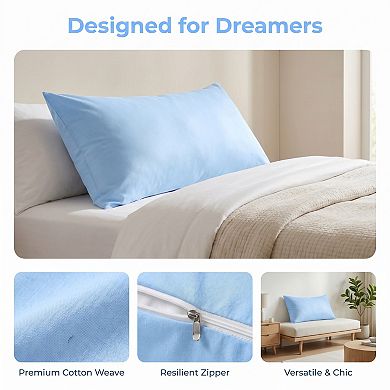 Standard-size Zippered Pillow Protector(2-pack), Waterproof Thin Polyester