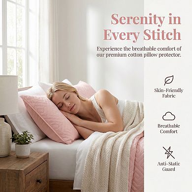 Standard-size Envelope-style Pillow Protector, 2-pack, Breathable, Hypoallergenic Polyester