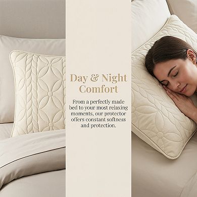 Pillow Protectors with Envelope Standard Size 2 Pcs, Quilted Cotton Throw Pillow Covers for Home