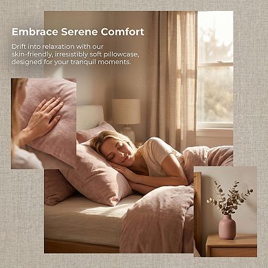 2 Pack Fabric Pillowcase, Smooth Cooling Pillowcases Envelope Closure, Wrinkle Resistant