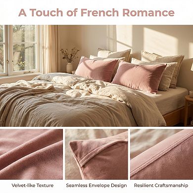 2 Pack Fabric Pillowcase, Smooth Cooling Pillowcases Envelope Closure, Wrinkle Resistant