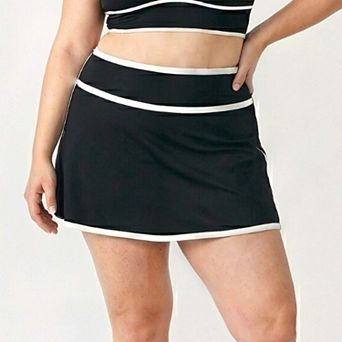 Women's High Waisted Mini Swim Skirt With Shorts Two-Toned Collection